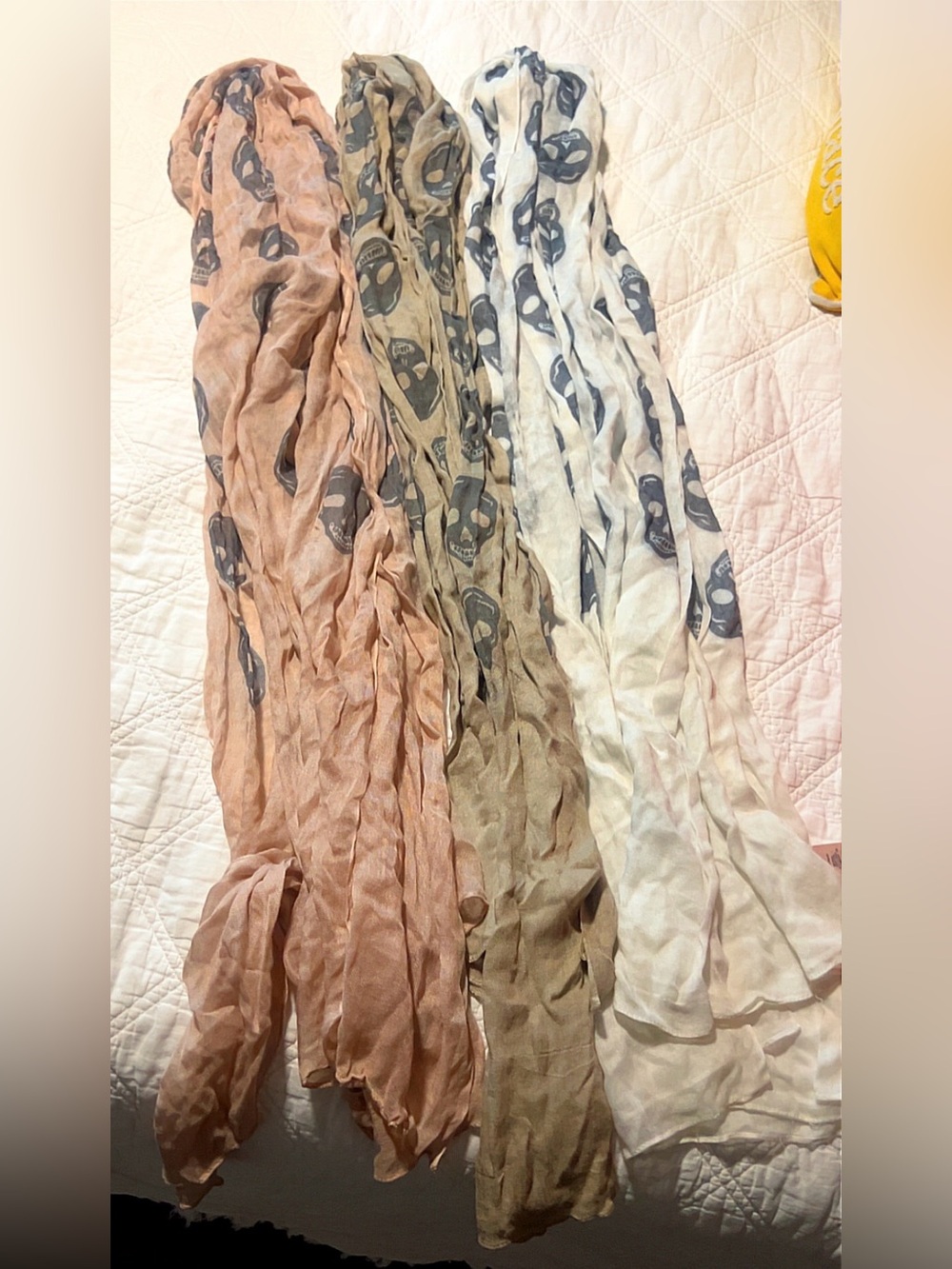 Women’s Skull Print Lightweight Scarfs - Pink, Tan, White